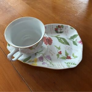 Nantucket Home Porcelain Tea Cup with Dessert Saucer